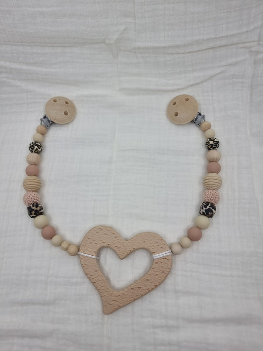Kinderwagenkette Herz Tigermuster